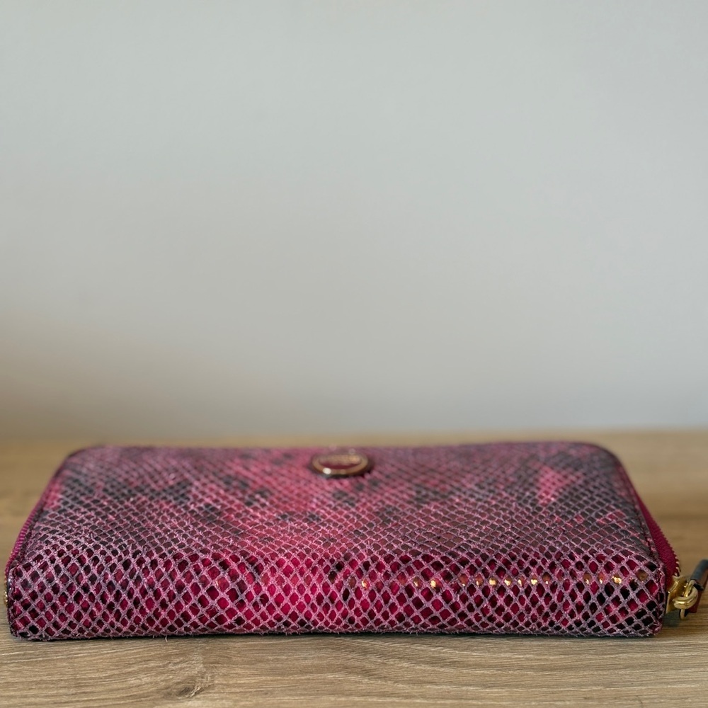 Coach Python Leather Zip Around Wallet - Raspberry - Picture 6 of 7